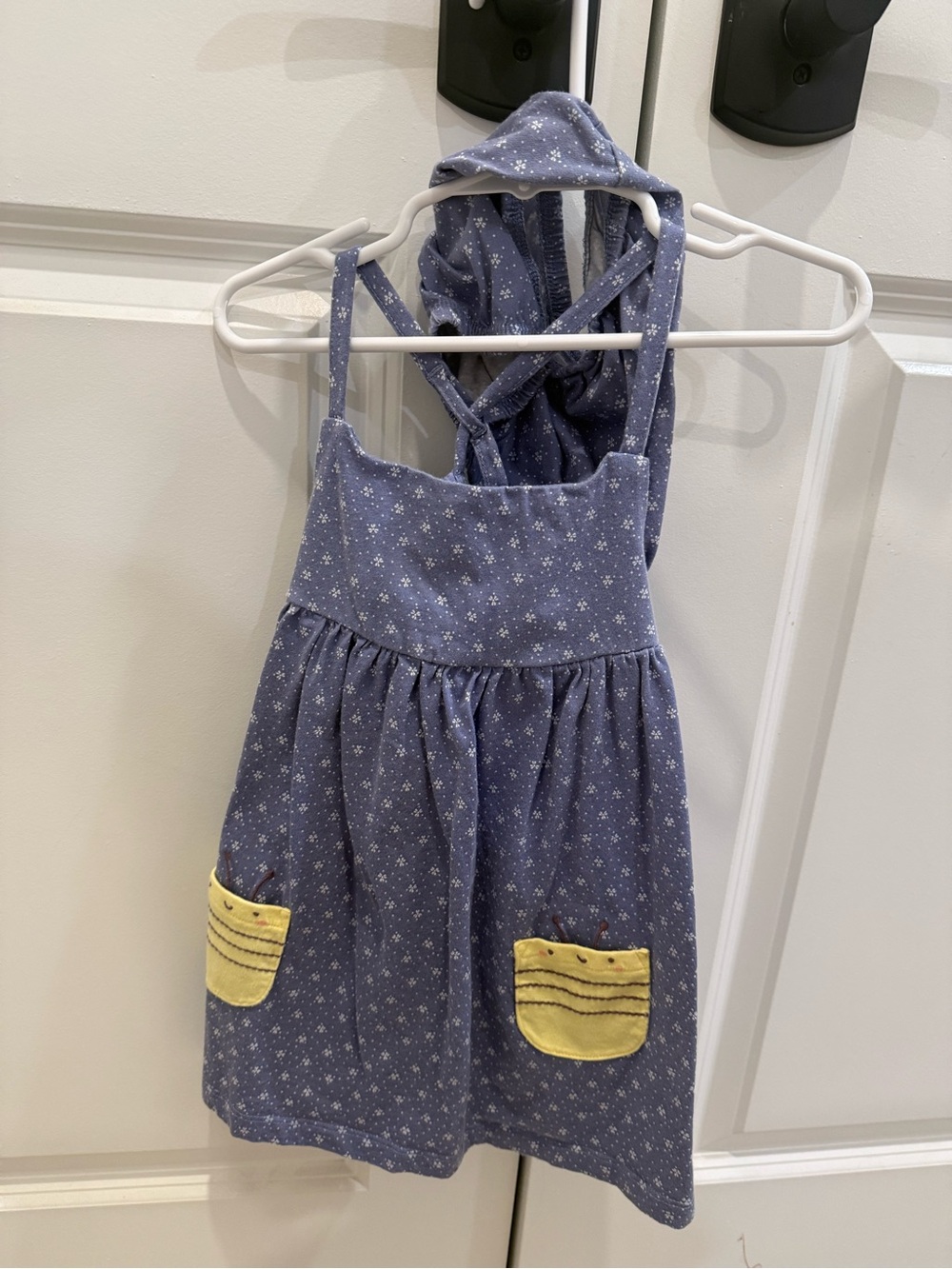 Bumblebee Carters Girls Apron Dress with Yellow Pocket Accents